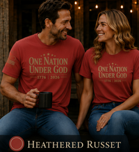 Christian Patriotic T-Shirt | One Nation Under... 1776–2026 Shoulder Flag Signature | Liberty-In-One | Liberty & Victory