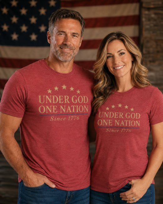 Patriotic Christian T-Shirt | Under God-One Nation 1776–2026 | Everyday Essentials | Liberty & Victory Co.