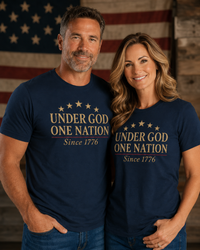 Patriotic Christian T-Shirt | Under God-One Nation 1776–2026 | Everyday Essentials | Liberty & Victory Co.