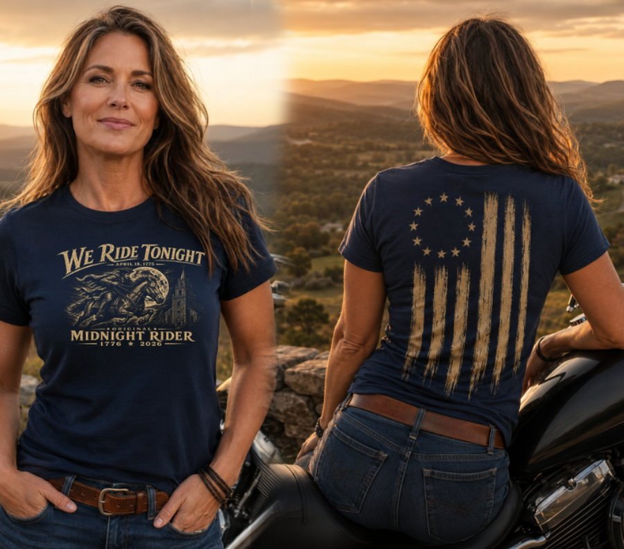 Patriotic Christian T-Shirt | We Ride Tonight Revere 1775 Edition Ultra-Premium Signature Line | Liberty & Victory Co.