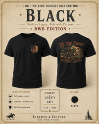 Patriotic Christian T-Shirt | We Ride Tonight-RWB Edition Original Midnight Rider 1776–2026 | Liberty & Victory Co.