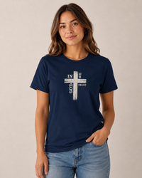 Christian T-Shirt | Rustic Wood Cross In God We Trust Faith Tee | Veteran-Owned | Liberty & Victory Co.