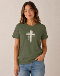Christian T-Shirt | Rustic Wood Cross In God We Trust Faith Tee | Veteran-Owned | Liberty & Victory Co.