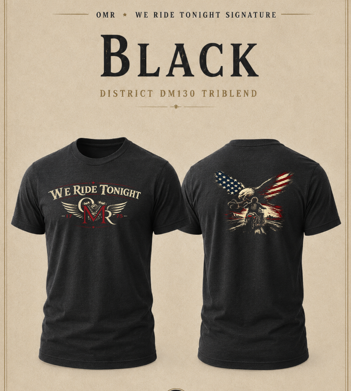 Patriotic T-Shirt | We Ride Tonight OMR Eagle Vintage American Flag Triblend Tee | Veteran-Owned | Liberty & Victory Co.