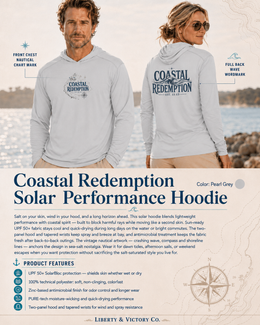 Coastal Faith Sun Hoodie | Coastal Redemption UPF 50+ Solar Hoodie | Salt & Salvation | Veteran-Owned | Liberty & Victory Co.
