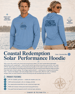 Coastal Faith Sun Hoodie | Coastal Redemption UPF 50+ Solar Hoodie | Salt & Salvation | Veteran-Owned | Liberty & Victory Co.
