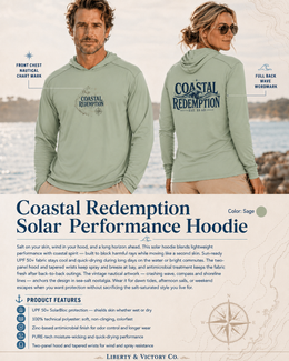 Coastal Faith Sun Hoodie | Coastal Redemption UPF 50+ Solar Hoodie | Salt & Salvation | Veteran-Owned | Liberty & Victory Co.