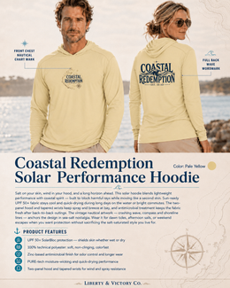 Coastal Faith Sun Hoodie | Coastal Redemption UPF 50+ Solar Hoodie | Salt & Salvation | Veteran-Owned | Liberty & Victory Co.