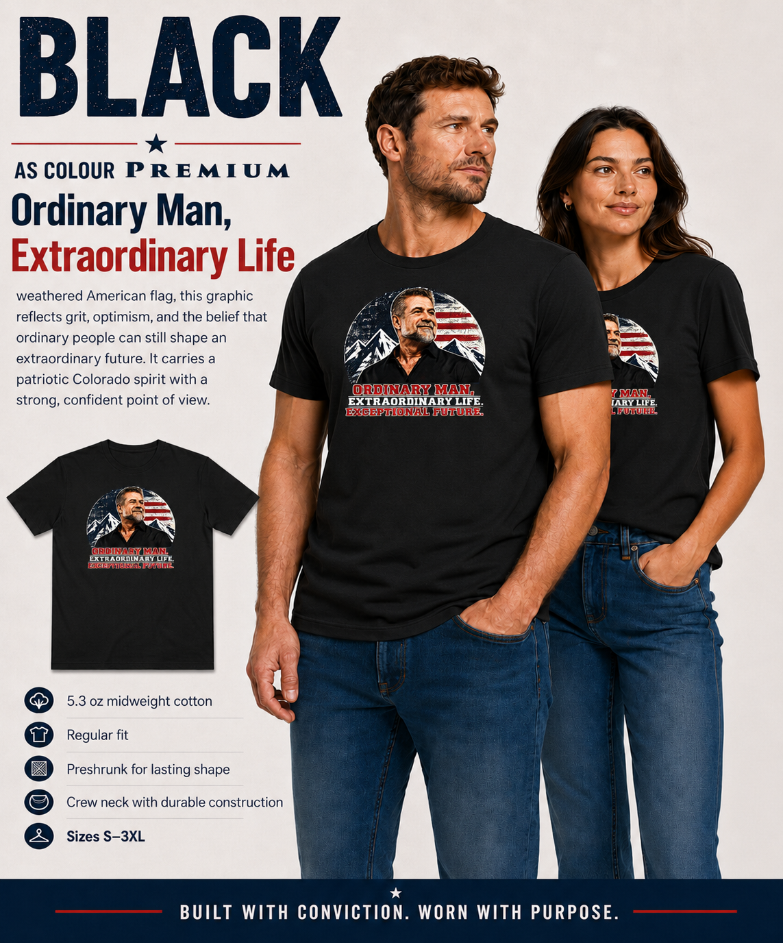 Victor Marx Inspirational T-Shirt | Ordinary Man Extraordinary Life | CFVM | Liberty & Victory Co.