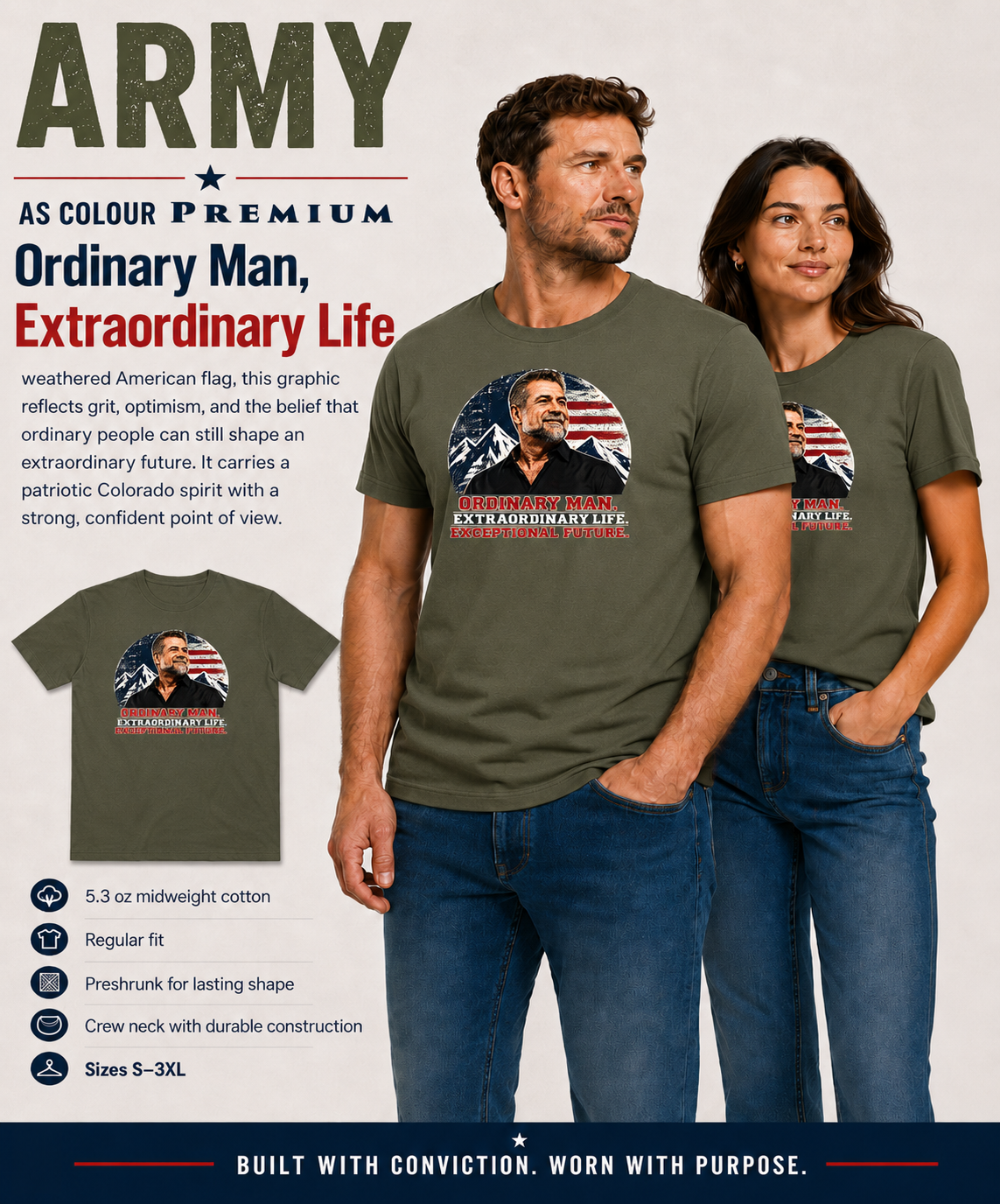 Victor Marx Inspirational T-Shirt | Ordinary Man Extraordinary Life | CFVM | Liberty & Victory Co.