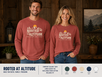 Mountain Faith | Rooted at Altitude — Long Sleeve Tee | Built on Faith. Family. Freedom. | Veteran-Owned Small Business | Liberty & Victory Co.
