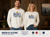 Mountain Faith | Rooted at Altitude — Long Sleeve Tee | Built on Faith. Family. Freedom. | Veteran-Owned Small Business | Liberty & Victory Co.