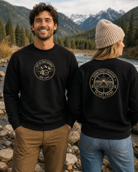 Coastal Faith | Not All Who Wander Are Lost — Long Sleeve Tee | Compass + Mountain Badge | Veteran-Owned Small Business | Liberty & Victory Co.