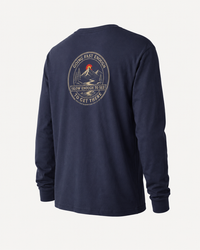 Coastal Faith | Not All Who Wander Are Lost — Garment-Dyed Long Sleeve Tee | Compass + Mountain Badge | Veteran-Owned Small Business | Liberty & Victory Co.