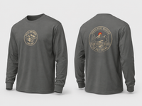 Coastal Faith | Not All Who Wander Are Lost — Garment-Dyed Long Sleeve Tee | Compass + Mountain Badge | Veteran-Owned Small Business | Liberty & Victory Co.