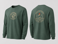 Coastal Faith | Not All Who Wander Are Lost — Garment-Dyed Long Sleeve Tee | Compass + Mountain Badge | Veteran-Owned Small Business | Liberty & Victory Co.