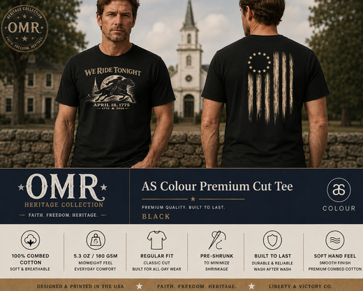 Patriotic Faith | Paul Revere We Ride Tonight American Flag T-Shirt | Liberty & Victory Co.