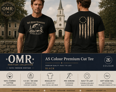 Patriotic Faith | Paul Revere We Ride Tonight American Flag T-Shirt | Liberty & Victory Co.
