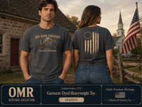 Patriotic Faith | We Ride Tonight — Heritage Tee | Battle Flag × Revere Edition | Veteran-Owned Small Business | Liberty & Victory Co.