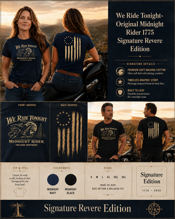 Patriotic Faith | Paul Revere 1775 We Ride Tonight Signature T-Shirt | Liberty & Victory Co.