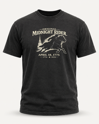 Patriotic Faith | Original Midnight Rider — 1776 I 2026 Heritage Tee | Veteran-Owned Small Business | Liberty & Victory Co.