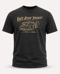 Patriotic Faith | We Ride Tonight — Heritage 1776–2026 Tee | Original Midnight Rider| Veteran-Owned Small Business | Liberty & Victory Co.