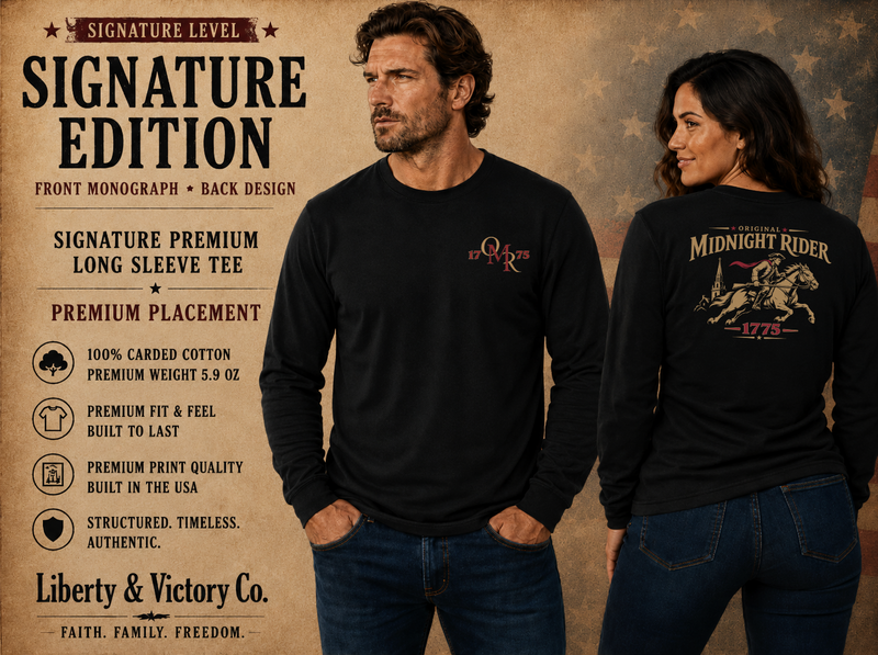 Patriotic Faith | Revere Edition Midnight Ride Heritage Long-Sleeve | Liberty & Victory Co.