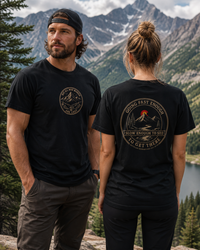 Mountain Faith | Not All Who Wander Are Lost — Heritage Tee | Going Fast Enough to Get There | Veteran-Owned Small Business | Liberty & Victory Co.