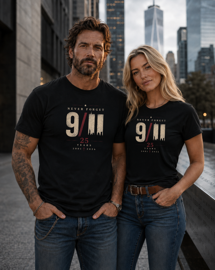 9/11 Never Forget — T-Shirt 25th Anniversary Memorial 2001–2026