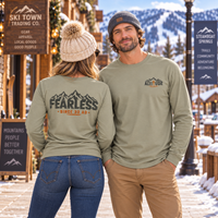 Mountain Faith | Fearless Altitude Since 33 AD — Garment-Dyed Long Sleeve Altitude Cross Graphic | Veteran-Owned Small Business | Liberty & Victory Co.