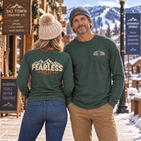 Mountain Faith | Fearless Altitude Since 33 AD — Garment-Dyed Long Sleeve Altitude Cross Graphic | Veteran-Owned Small Business | Liberty & Victory Co.