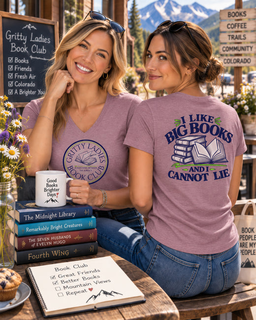 Gritty Ladies Book Club | I Like Big Books And I Cannot Lie — Women's V-Neck Tee | GLBC | Liberty & Victory Co.