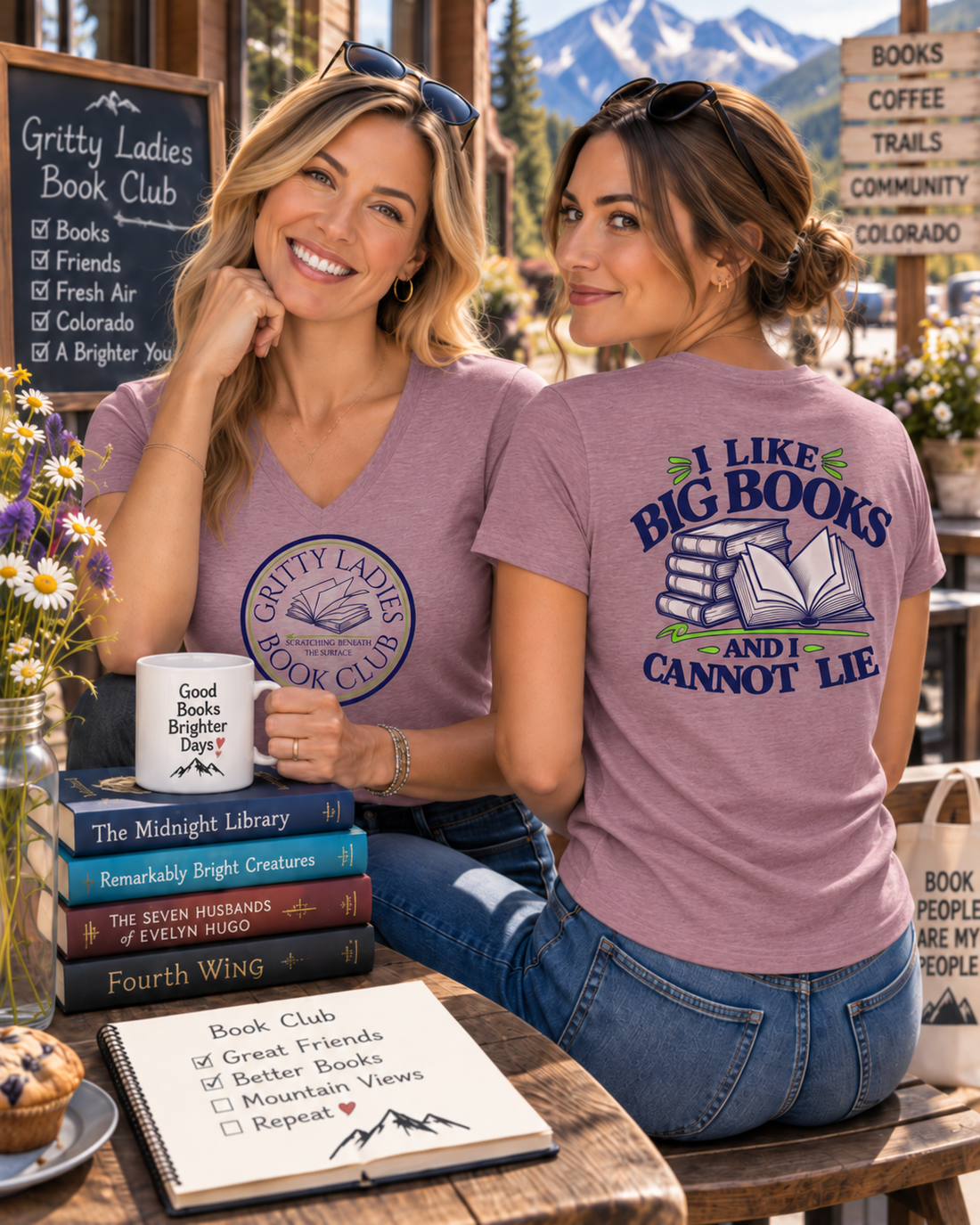 Gritty Ladies Book Club | I Like Big Books And I Cannot Lie — Women's V-Neck Tee | GLBC | Liberty & Victory Co.