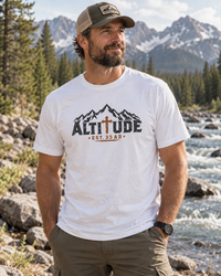 Mountain Faith | Altitude Est. 33 AD — Heritage Garment-Dyed T-Shirt Mountain Cross Graphic | Veteran-Owned Small Business | Liberty & Victory Co.