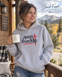 Christian | Away from Me — Faith Graphic Hoodie Cross Mt. 4:10 | Veteran-Owned Small Business | Liberty & Victory Co.