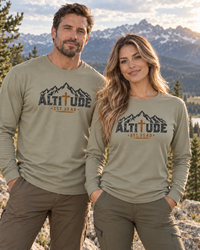 Mountain Faith | Altitude Est. 33 AD — Heritage Garment-Dyed Long Sleeve Mountain Cross Graphic | Veteran-Owned Small Business | Liberty & Victory Co.