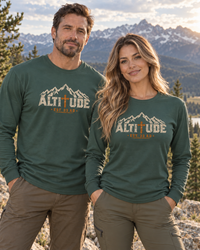 Mountain Faith | Altitude Est. 33 AD — Heritage Garment-Dyed Long Sleeve Mountain Cross Graphic | Veteran-Owned Small Business | Liberty & Victory Co.