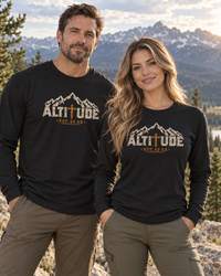 Mountain Faith | Altitude Est. 33 AD — Heritage Garment-Dyed Long Sleeve Mountain Cross Graphic | Veteran-Owned Small Business | Liberty & Victory Co.