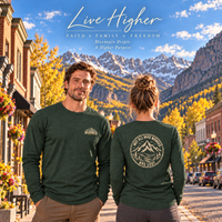 Mountain Faith | Wilderness-Not All Who Wander Are Lost — Long-Sleeve Mountain Graphic | Veteran-Owned Small Business | Liberty & Victory Co.