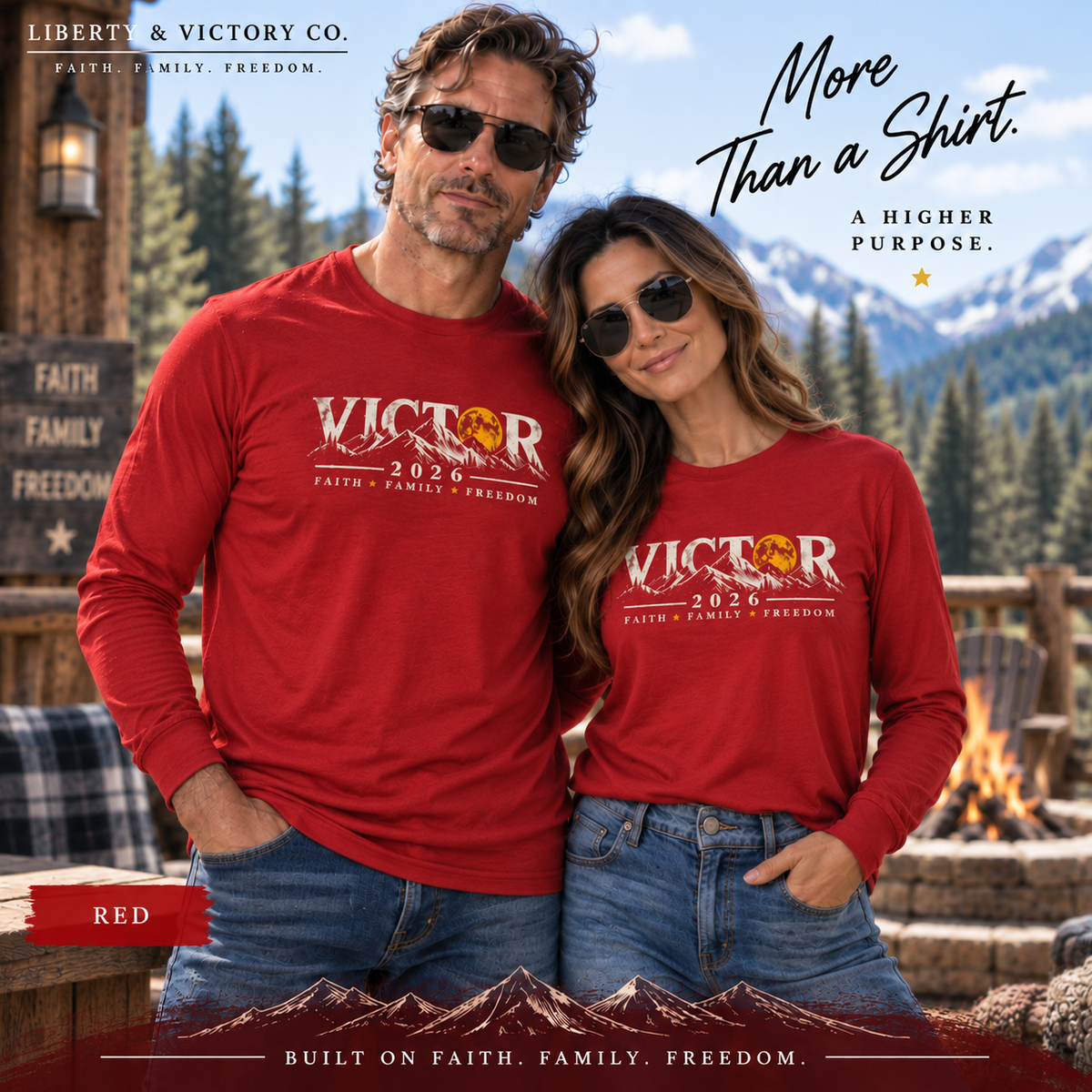 Coloradans for Victor Marx | Victor 2026 — Faith, Family, Freedom Long-Sleeve Tee | CFVM | Liberty & Victory Co.