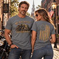 Patriotic Faith | We Ride Tonight — Midnight Rider: The Ride Continues — Premium Front + Back 1775 T-Shirt | Veteran-Owned Small Business | Liberty & Victory Co.