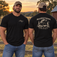 Patriotic | Original Midnight Rider — Big & Tall T-Shirt Front + Back April 18, 1775 Graphic | Veteran-Owned Small Business | Liberty & Victory Co.