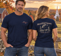 Patriotic Faith | Original Midnight Rider — Paul Revere April 18, 1775 Graphic T-Shirt | Veteran-Owned Small Business | Liberty & Victory Co.