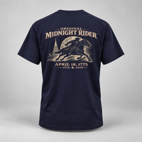 Patriotic Faith | Original Midnight Rider — Paul Revere April 18, 1775 Graphic T-Shirt | Veteran-Owned Small Business | Liberty & Victory Co.