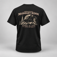 Patriotic Faith | Original Midnight Rider — Paul Revere April 18, 1775 Graphic T-Shirt | Veteran-Owned Small Business | Liberty & Victory Co.