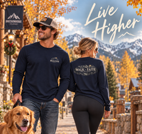 Mountain Faith| Walk by Faith — Long-Sleeve T-Shirt Front + Back Mountain Graphic | Veteran-Owned Small Business | Liberty & Victory Co.