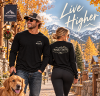 Mountain Faith| Walk by Faith — Long-Sleeve T-Shirt Front + Back Mountain Graphic | Veteran-Owned Small Business | Liberty & Victory Co.