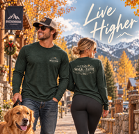 Mountain Faith| Walk by Faith — Long-Sleeve T-Shirt Front + Back Mountain Graphic | Veteran-Owned Small Business | Liberty & Victory Co.