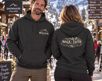Christian | Walk by Faith — Front + Back Hoodie 2 Cor 5:7 Mountain Scripture Pullover | Veteran-Owned Small Business | Liberty & Victory Co.
