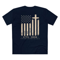 Patriotic Christian T-Shirt | 1776–2026 One Nation In God We Trust Flag | Signature Line | Liberty & Victory Co.